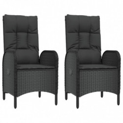 5-tlg. Garten-Lounge-Set mit Kissen Schwarz Poly Rattan