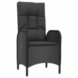 5-tlg. Garten-Lounge-Set mit Kissen Schwarz Poly Rattan