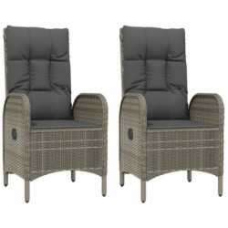 3-tlg. Garten-Lounge-Set mit Kissen Grau Poly Rattan