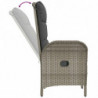 3-tlg. Garten-Lounge-Set mit Kissen Grau Poly Rattan