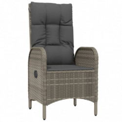 3-tlg. Garten-Lounge-Set mit Kissen Schwarz Grau Poly Rattan