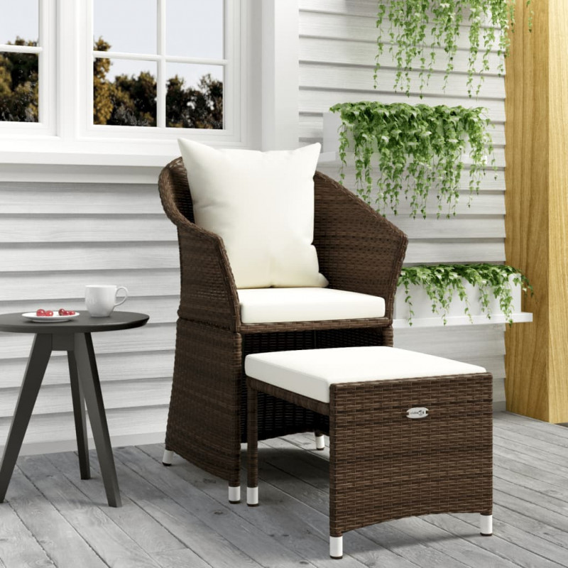 2-tlg. Garten-Lounge-Set mit Kissen Braun Poly Rattan