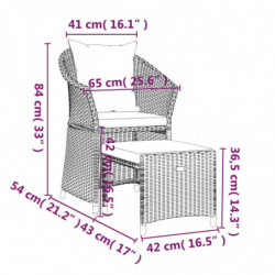 2-tlg. Garten-Lounge-Set mit Kissen Braun Poly Rattan