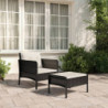 2-tlg. Garten-Lounge-Set mit Kissen Schwarz Poly Rattan