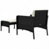 2-tlg. Garten-Lounge-Set mit Kissen Schwarz Poly Rattan