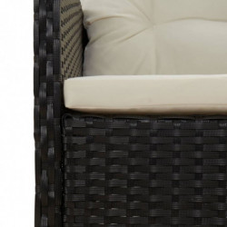 2-tlg. Garten-Lounge-Set mit Kissen Schwarz Poly Rattan