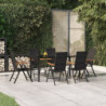 7-tlg. Garten-Essgruppe Schwarz und Braun Poly Rattan