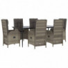 7-tlg. Garten-Lounge-Set mit Kissen Schwarz Grau Poly Rattan