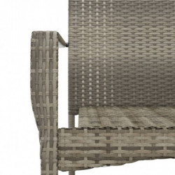 5-tlg. Garten-Lounge-Set mit Kissen Schwarz Grau Poly Rattan