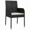 9-tlg. Garten-Lounge-Set mit Kissen Schwarz Poly Rattan