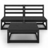 3-tlg. Garten-Lounge-Set Schwarz Massivholz Kiefer