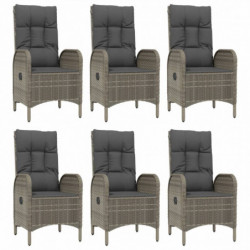 7-tlg. Garten-Lounge-Set mit Kissen Schwarz Grau Poly Rattan