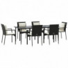 7-tlg. Garten-Lounge-Set mit Kissen Schwarz Poly Rattan