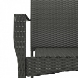 7-tlg. Garten-Lounge-Set mit Kissen Schwarz Poly Rattan