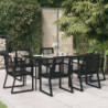 7-tlg. Garten-Essgruppe Schwarz PVC-Rattan