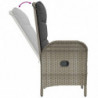 9-tlg. Garten-Lounge-Set mit Kissen Schwarz Grau Poly Rattan