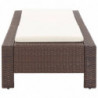 Sonnenliege mit Auflage Braun Poly Rattan