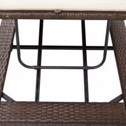 Sonnenliege mit Auflage Braun Poly Rattan