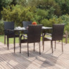 5-tlg. Garten-Essgruppe Schwarz Poly Rattan