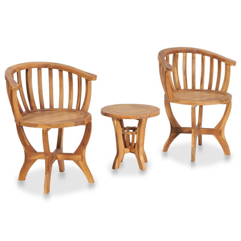 3-tlg. Garten-Bistro-Set Bryndis Teak Massivholz