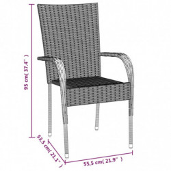 5-tlg. Garten-Essgruppe Schwarz Poly Rattan