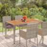 Gartentisch mit Holzplatte Grau 150x90x75 cm Poly Rattan