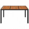 Gartentisch mit Holzplatte Schwarz 150x90x75 cm Poly Rattan