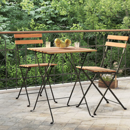 Bistrotisch Klappbar 55x54x71 cm Massivholz Teak und Stahl