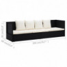 Outdoor-Lounge-Bett mit Polster & Kissen Poly Rattan Schwarz