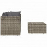 3-tlg. Garten-Lounge-Set mit Kissen Grau Poly Rattan