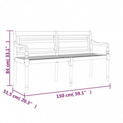 Batavia-Sitzbank 150 cm Massivholz Teak