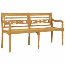 Batavia-Bank mit Kissen Blattmuster 150 cm Massivholz Teak