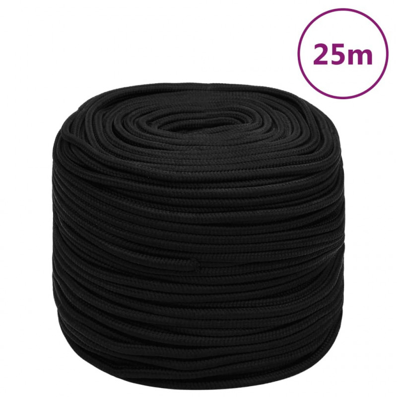 Arbeitsseil Schwarz 10 mm 25 m Polyester