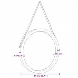 Wandspiegel mit Riemen Golden Ø 55 cm