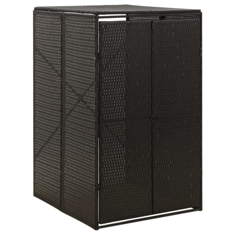 Mülltonnenbox für 1 Tonne Schwarz 70x80x117 cm Poly Rattan