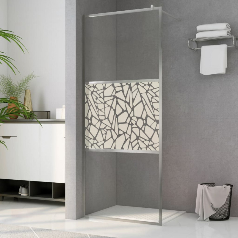 Duschwand für Begehbare Dusche ESG-Glas Steindesign 140x195 cm