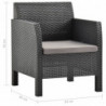 3-tlg. Garten-Lounge-Set Dafne mit Kissen PP Rattan Anthrazit