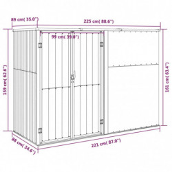 Geräteschuppen Braun 225x89x161 cm Verzinkter Stahl