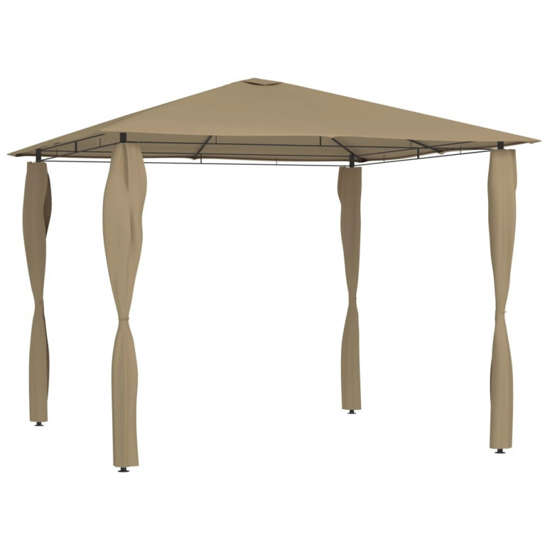 Pavillon mit Pfostenabdeckungen 3x3x2,6 m Taupe 160 g/m²