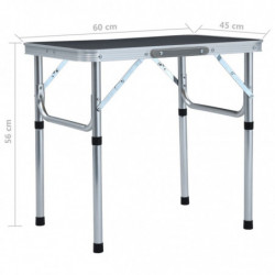 Klappbarer Campingtisch Grau Aluminium 60x45 cm