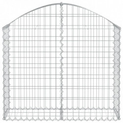 Gabione mit Hochbogen 100x30x80/100 cm Verzinktes Eisen