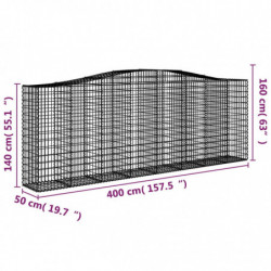 Gabionen mit Hochbogen 2 Stk. 400x50x140/160cm Verzinktes Eisen