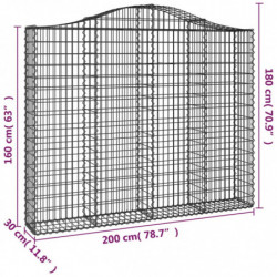 Gabionen mit Hochbogen 3 Stk. 200x30x160/180cm Verzinktes Eisen