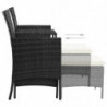 2-Sitzer-Gartensofa Annett mit Tisch & Hocker Poly Rattan Schwarz