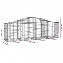 Gabionen mit Hochbogen 3 Stk. 200x50x60/80 cm Verzinktes Eisen