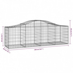 Gabionen mit Hochbogen 20 Stk. 200x50x60/80 cm Verzinktes Eisen