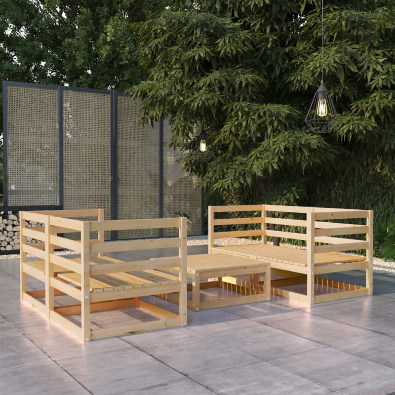 5-tlg. Garten-Lounge-Set Ileas Massivholz Kiefer