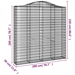 Gabionen mit Hochbogen 3 Stk. 200x30x200/220cm Verzinktes Eisen