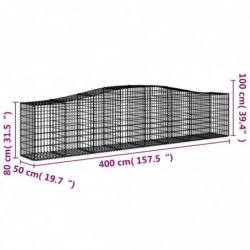 Gabione mit Hochbogen 400x50x80/100 cm Verzinktes Eisen