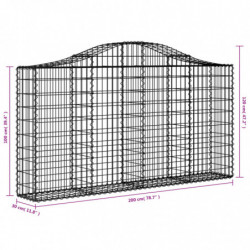 Gabionen mit Hochbogen 9 Stk. 200x30x100/120cm Verzinktes Eisen